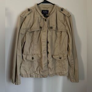 Steve and Barrys Long Sleeve Button up Tan Jacket Womens size XL 100% Cotton
